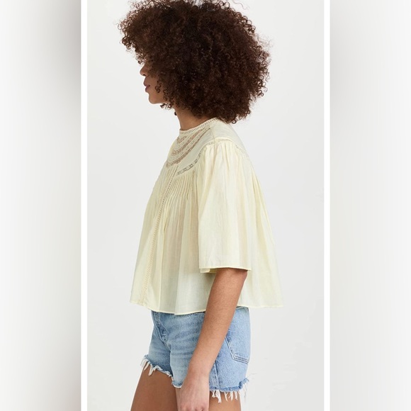 Rebecca Taylor Short Sleeve Applique Top, Color: Light Lemongrass - M - Picture 3 of 12